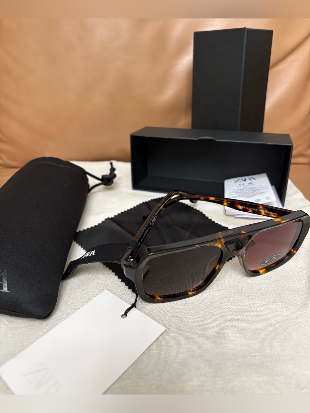 ZARA AVIATOR ACETATE SUNGLASSES BROWN NWT - Picture 5 of 8